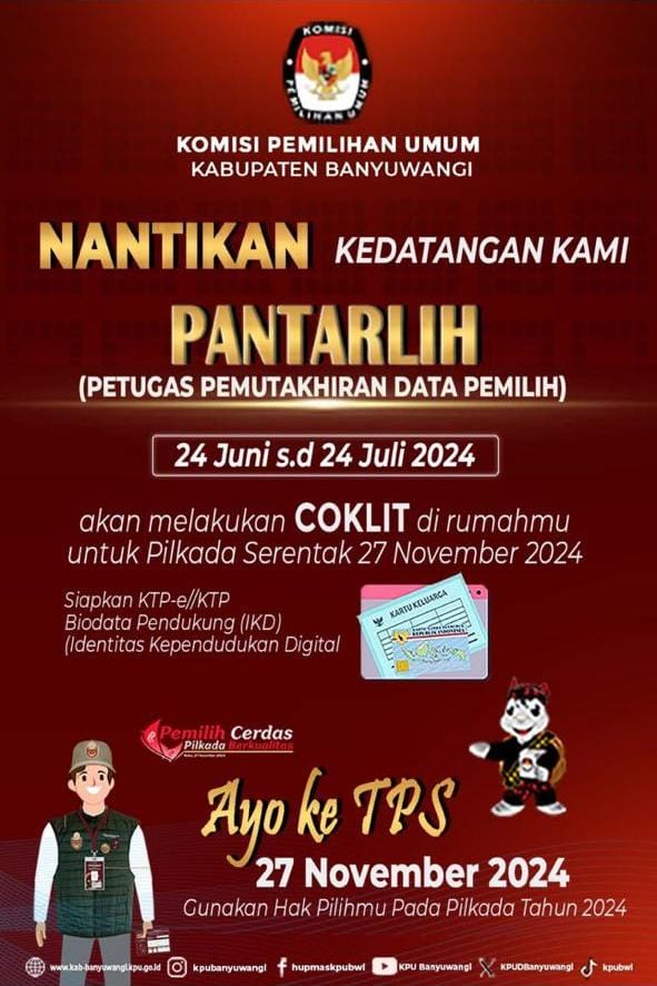 KPU Banyuwangi sedang  melakukan tahapan coklit untuk pilkada serentak (foto: istimewa)