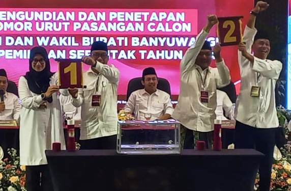 Pengundian nomor urut Paslon peserta pilkada Banyuwangi 2024 (foto: istimewa)