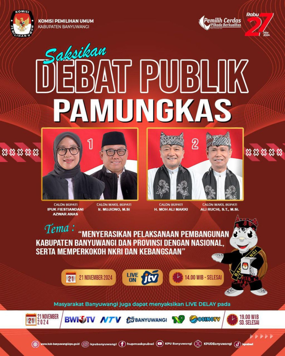 Hari ini debat pamungkas pasangan calon bupati dan wakil bupati Banyuwangi (foto : istimewa)